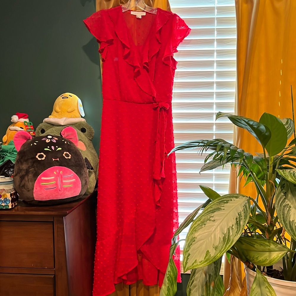 Beautiful  Size Small True Red Monteau Los Angeles Fully Lined Swiss Dot Dress